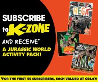 SUBSCRIBE AND RECEIVE A FREE* JURASSIC WORLD ACTIVITY PACK!